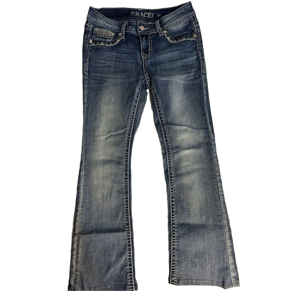 Grace in LA Girls Bling Jeans Size 14 J inseam: 24 inches. Bootcut